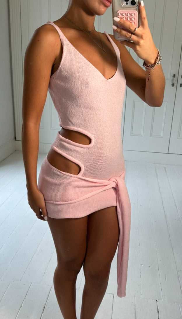 PINK KNIT MINI DRESS SIZE S-M