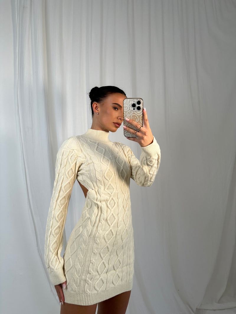 backless knitted jumper dress