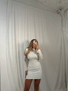backless white mini dress