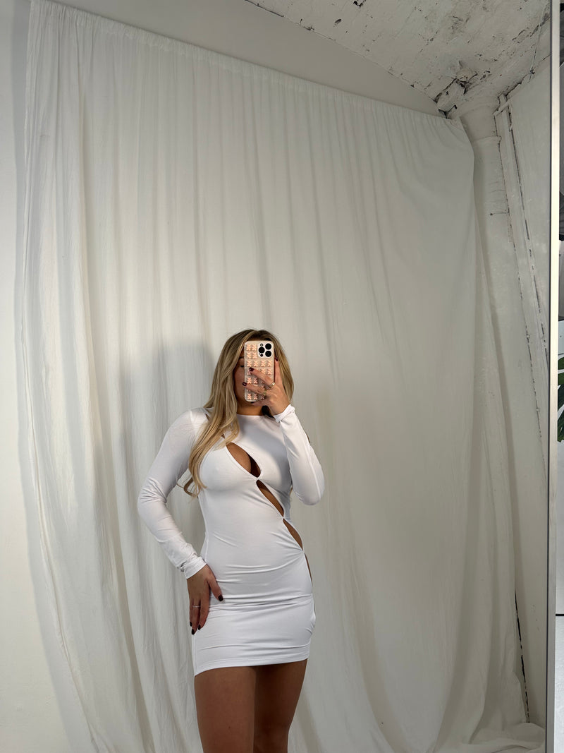 white cut out mini dress
