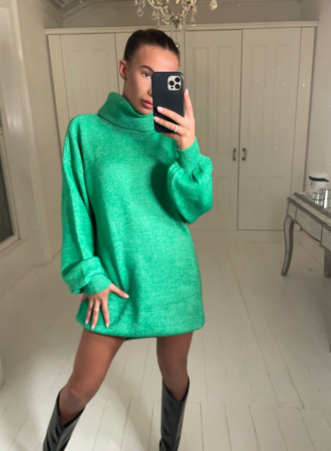 green oversized jumper dress size 8