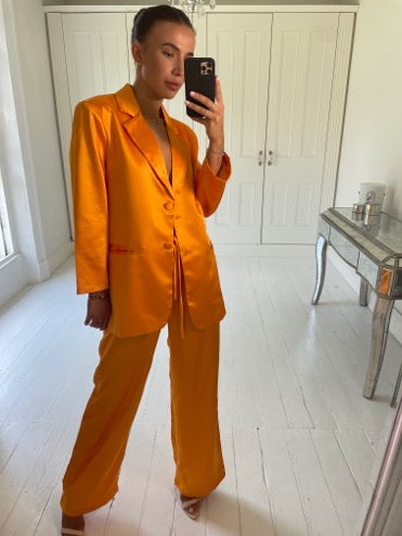 orange satin suit size small